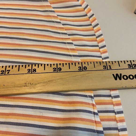 Barbour Men L Button Down Shirt Orange Vertical Stripe Long Sleeve Collared - Picture 9 of 10